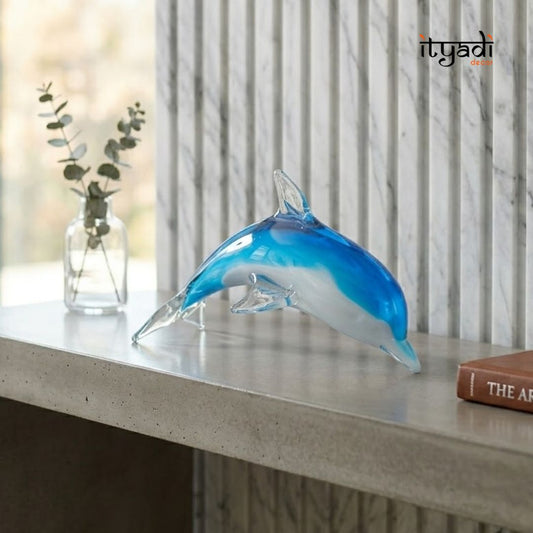 Blue Glass Dolphin Showpiece IDC67-A186