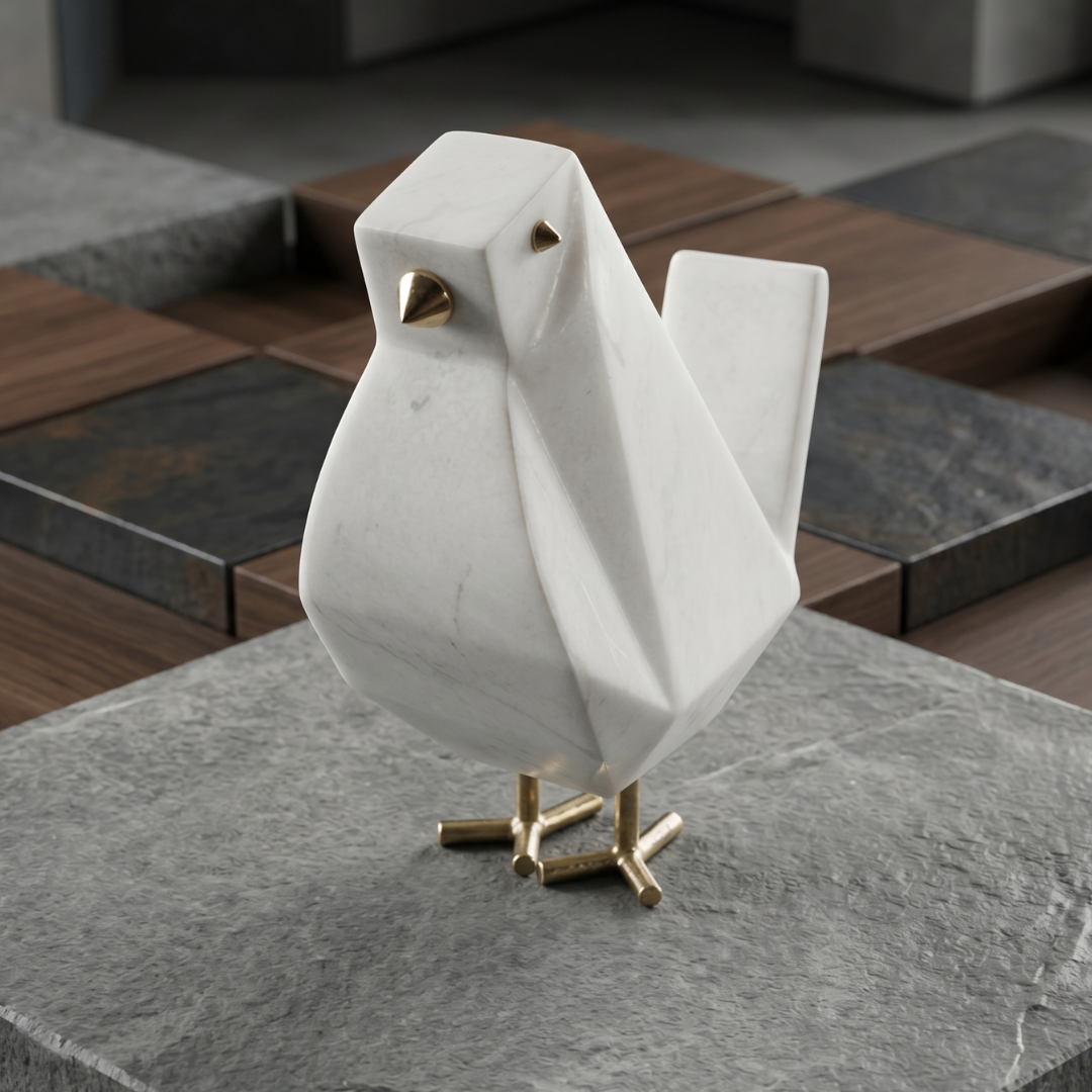 Geometric Marble Finish Bird Figurine Showpiece IDC71-A189