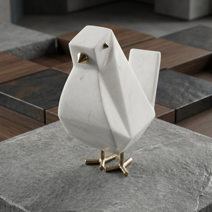 Geometric Marble Finish Bird Figurine Showpiece IDC71-A189