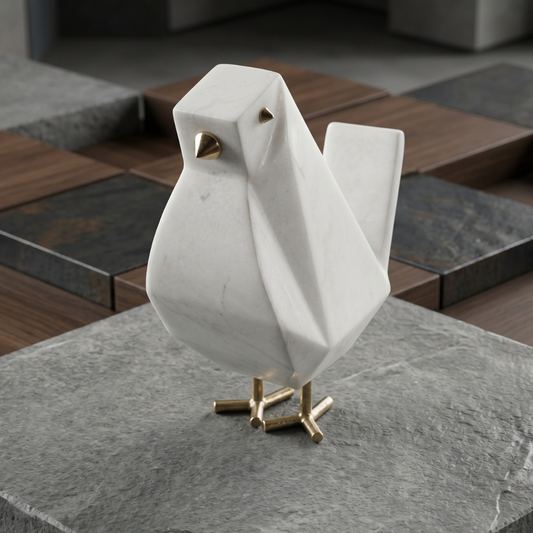 Geometric Marble Finish Bird Figurine Showpiece IDC71-A189