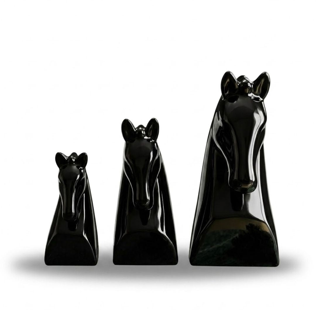 Black Horse Head Trio Sculpture IDC71-A220