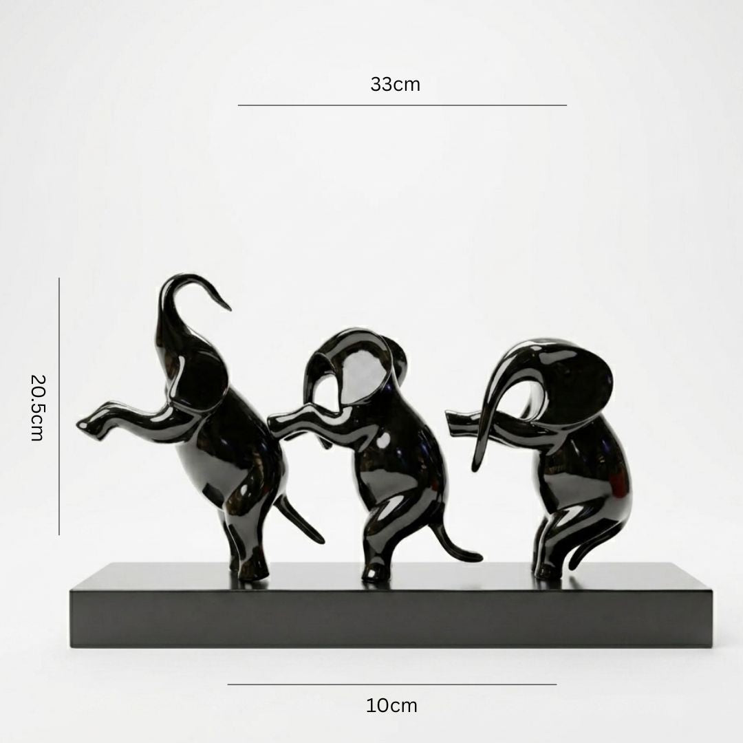 Black Elephant Trio Sculpture Showpiece IDC71-A222