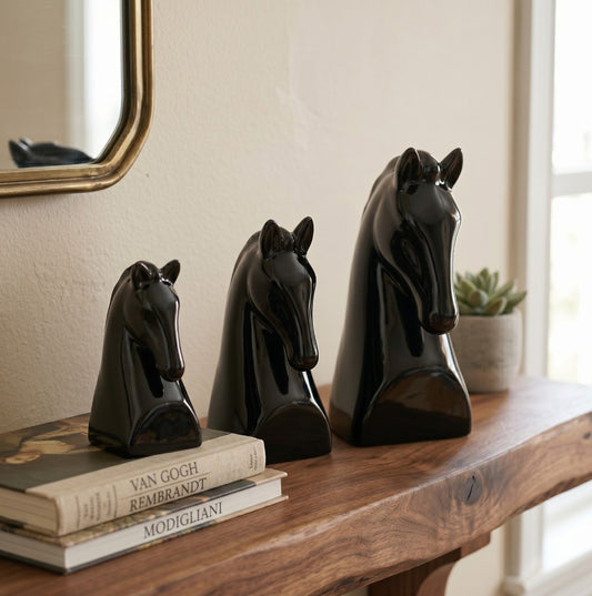 Black Horse Head Trio Sculpture IDC71-A220