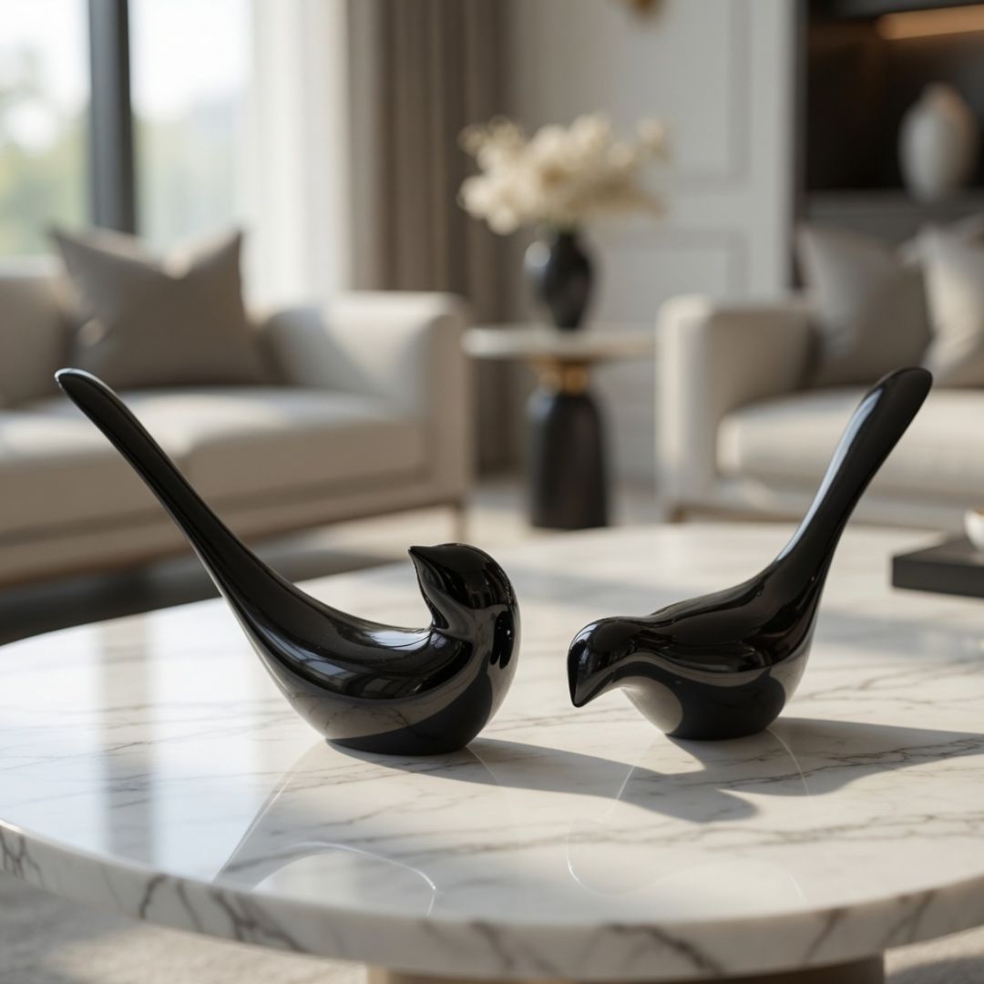 Black Minimalist Bird Showpiece Set IDC71-A194