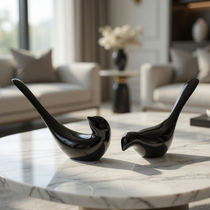 Black Minimalist Bird Showpiece Set IDC71-A194