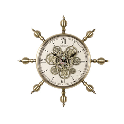 Brass Ship's Wheel Wall Clock IDC214-A21