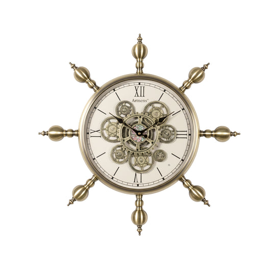 Brass Ship's Wheel Wall Clock IDC214-A21