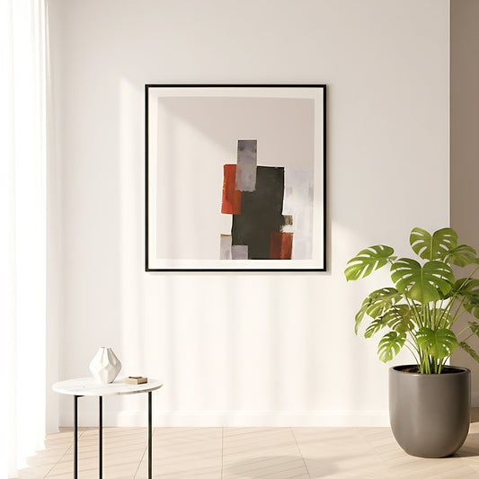 Abstract Red & Black Geometric Wall Frame IDC62-A112