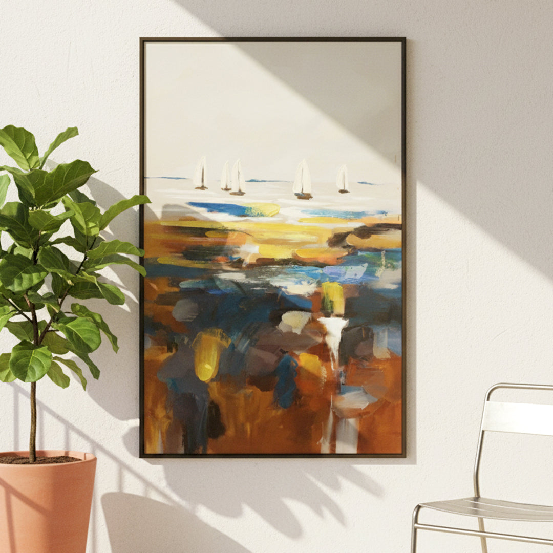 Sailboats Ocean Canvas Print Wall Frame IDC62-A106