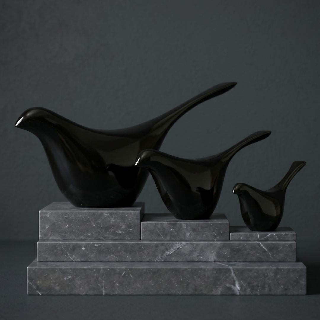 Luxury Black Bird Figurine Set IDC71-A200