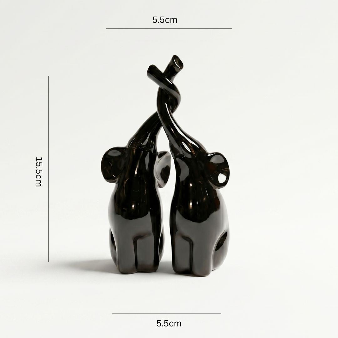 Abstract Black Elephant Couple Showpiece IDC71-A206