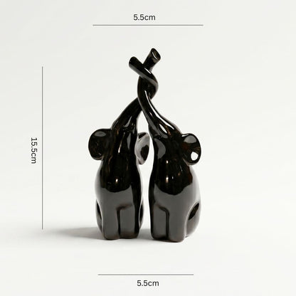 Abstract Black Elephant Couple Showpiece IDC71-A206
