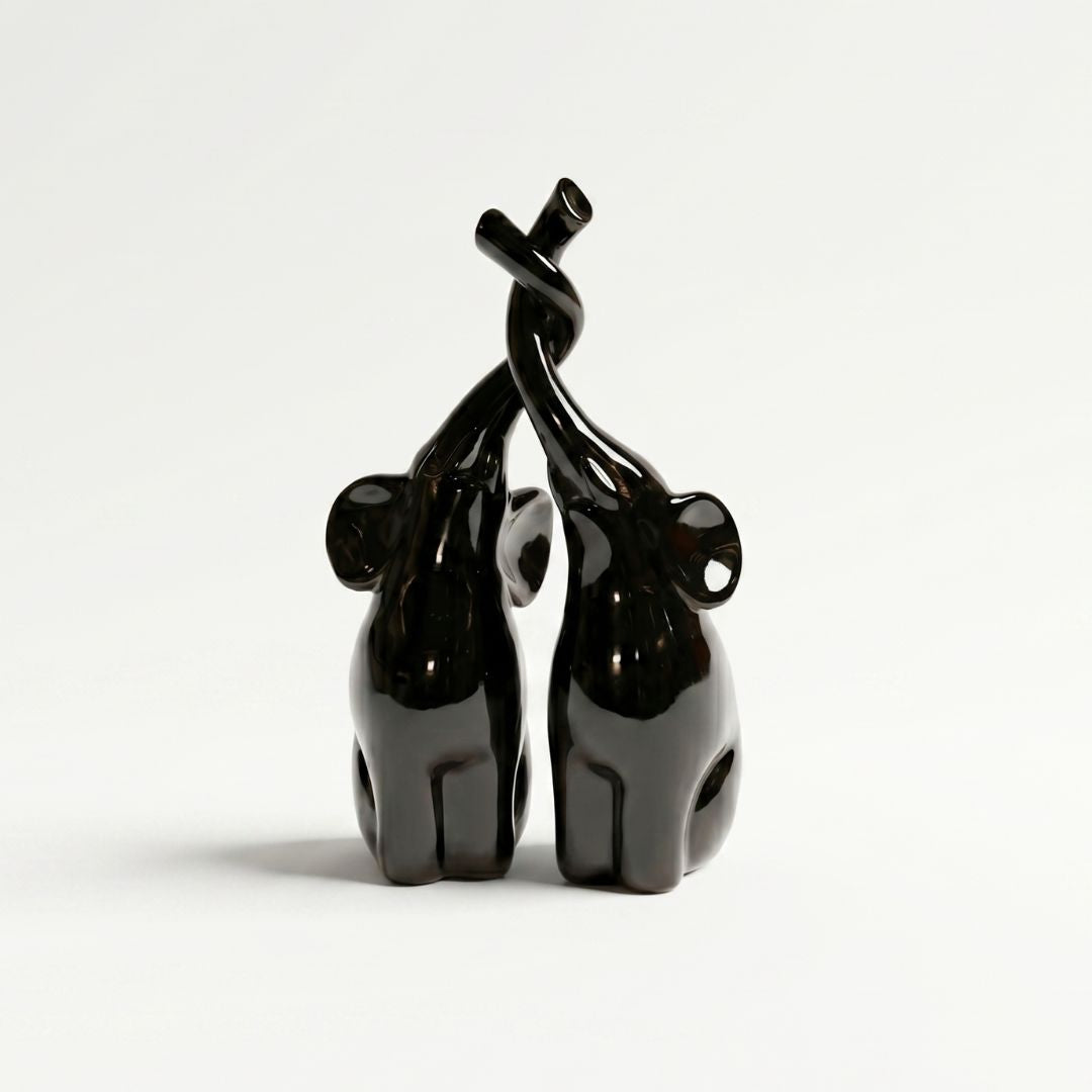 Abstract Black Elephant Couple Showpiece IDC71-A205