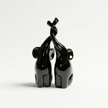 Abstract Black Elephant Couple Showpiece IDC71-A205