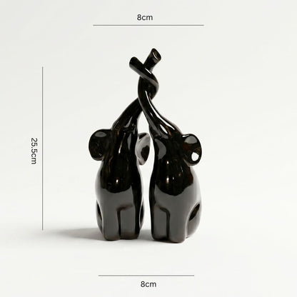 Abstract Black Elephant Couple Showpiece IDC71-A205