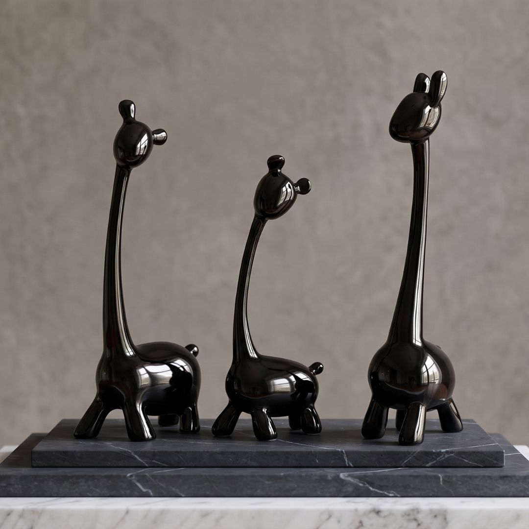 Black Giraffe Figurine Set IDC71-A204