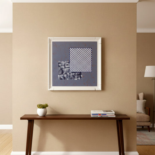 Blue Checkered Abstract Wall Art ID22-316