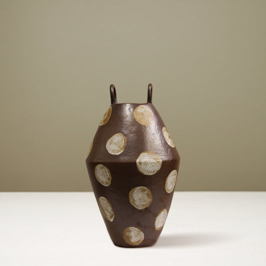 "Cocoa Dot" Geometric Ceramic Vase IDC243-A27
