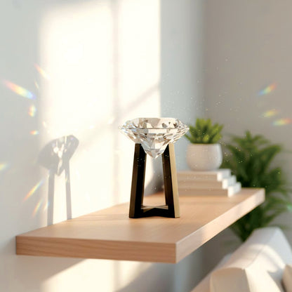 Diamond Crystal Bowl Showpiece on Black Stand IDC136-A35
