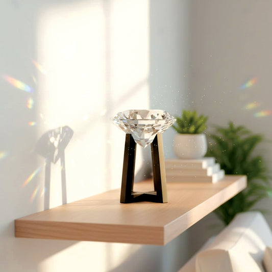 Diamond Crystal Bowl Showpiece on Black Stand IDC136-A35