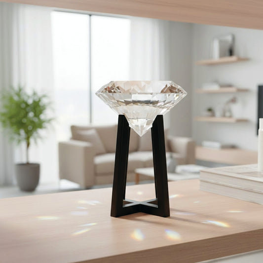 Diamond Crystal Bowl Showpiece on Black Stand IDC136-A34
