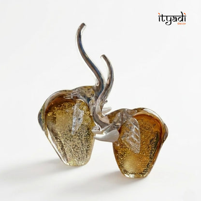 Glass Elephant Duo Showpiece IDC67-A144