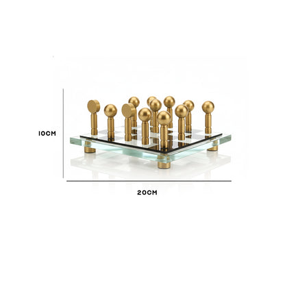 Glass Chess Board Decorative Showpiece Gold IDC208-A45