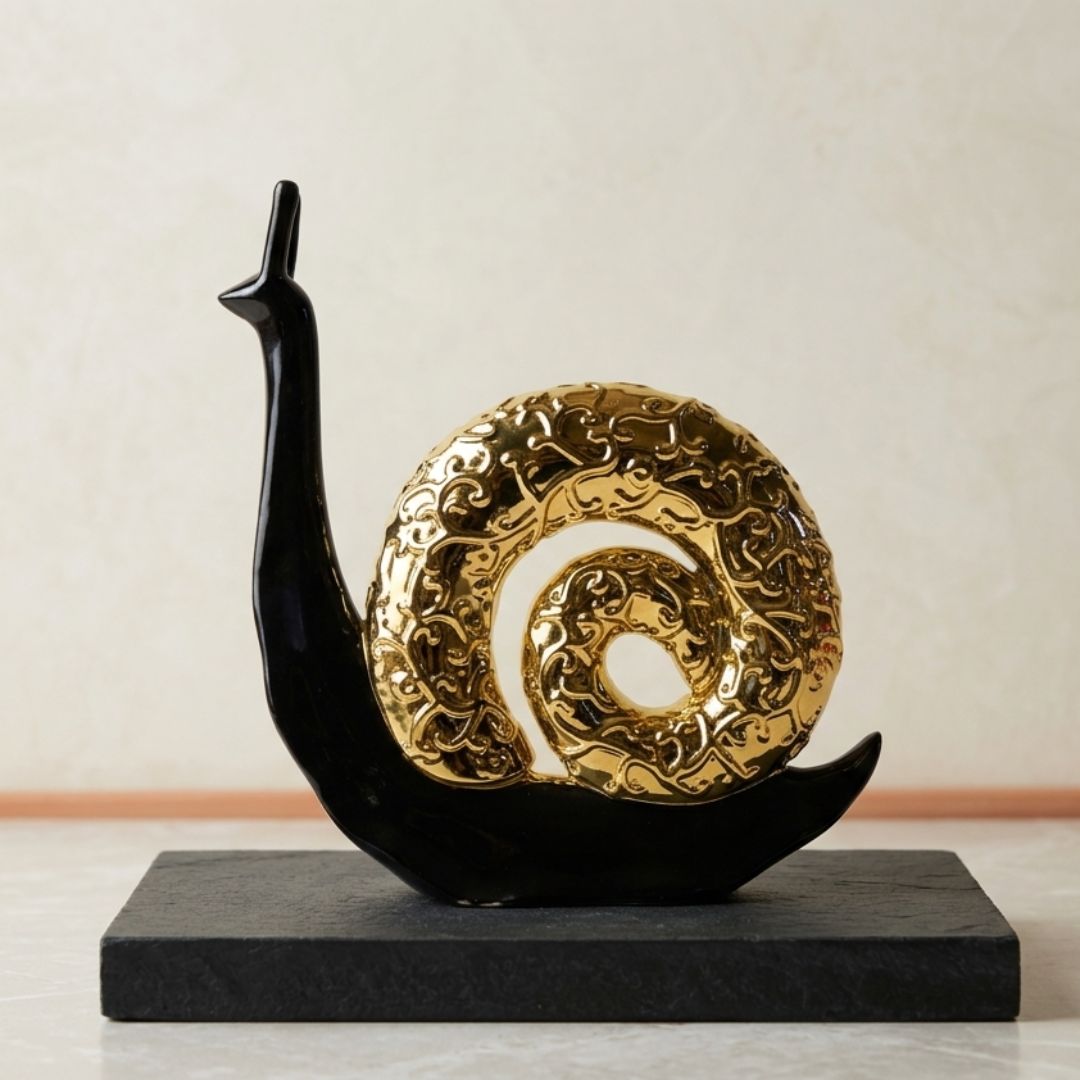 Gold Spiral Snail Sculpture Showpiece IDC71-A226