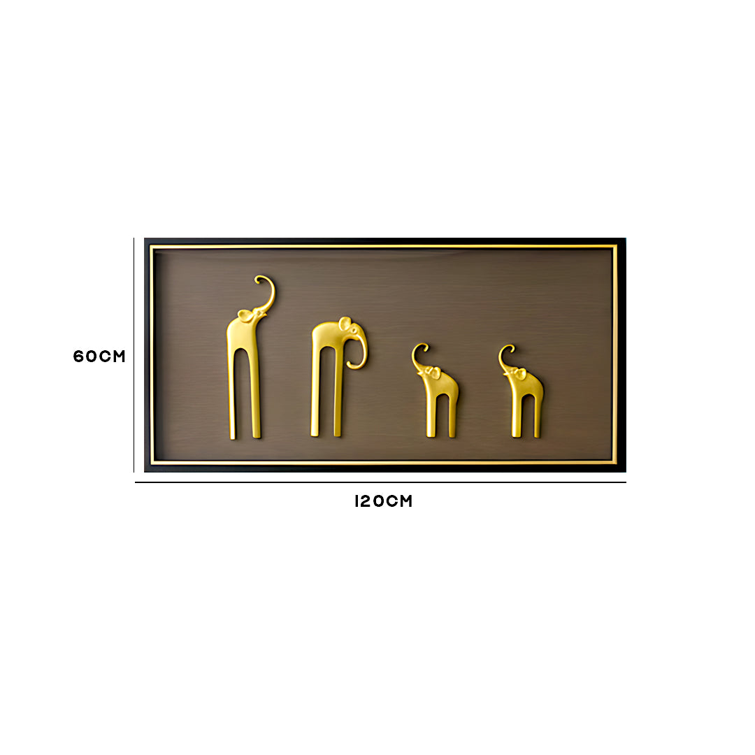 Golden Elephant Family wall Frame IDC119-A35