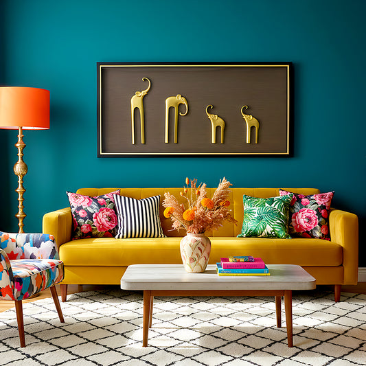 Golden Elephant Family wall Frame IDC119-A35