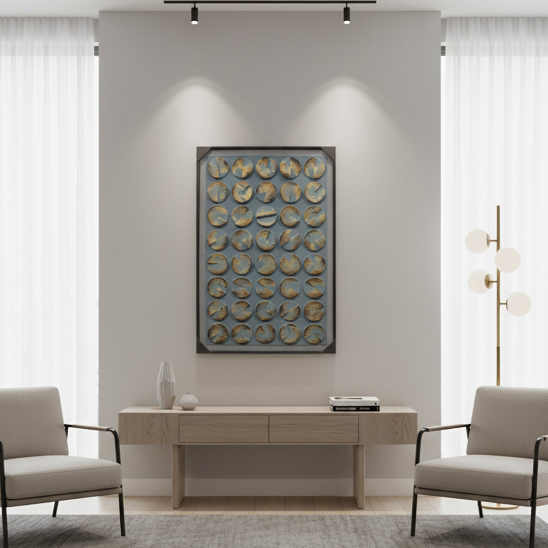 Golden Glow Circles Wall Frame IDC121-A43