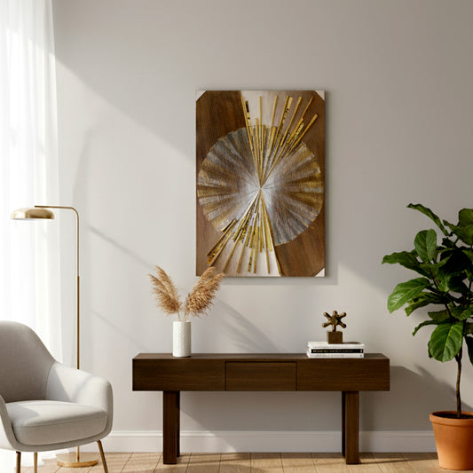 Golden Radiance: Sunburst Abstract Wall Frame IDC121-A1
