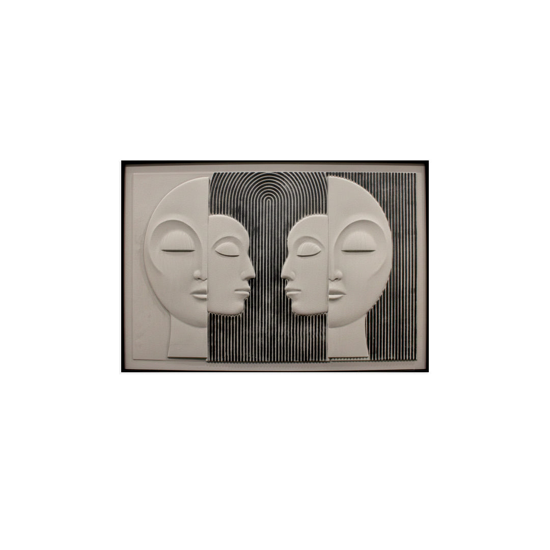 Black & White Geometric Faces Wall Frame IDC121-A41