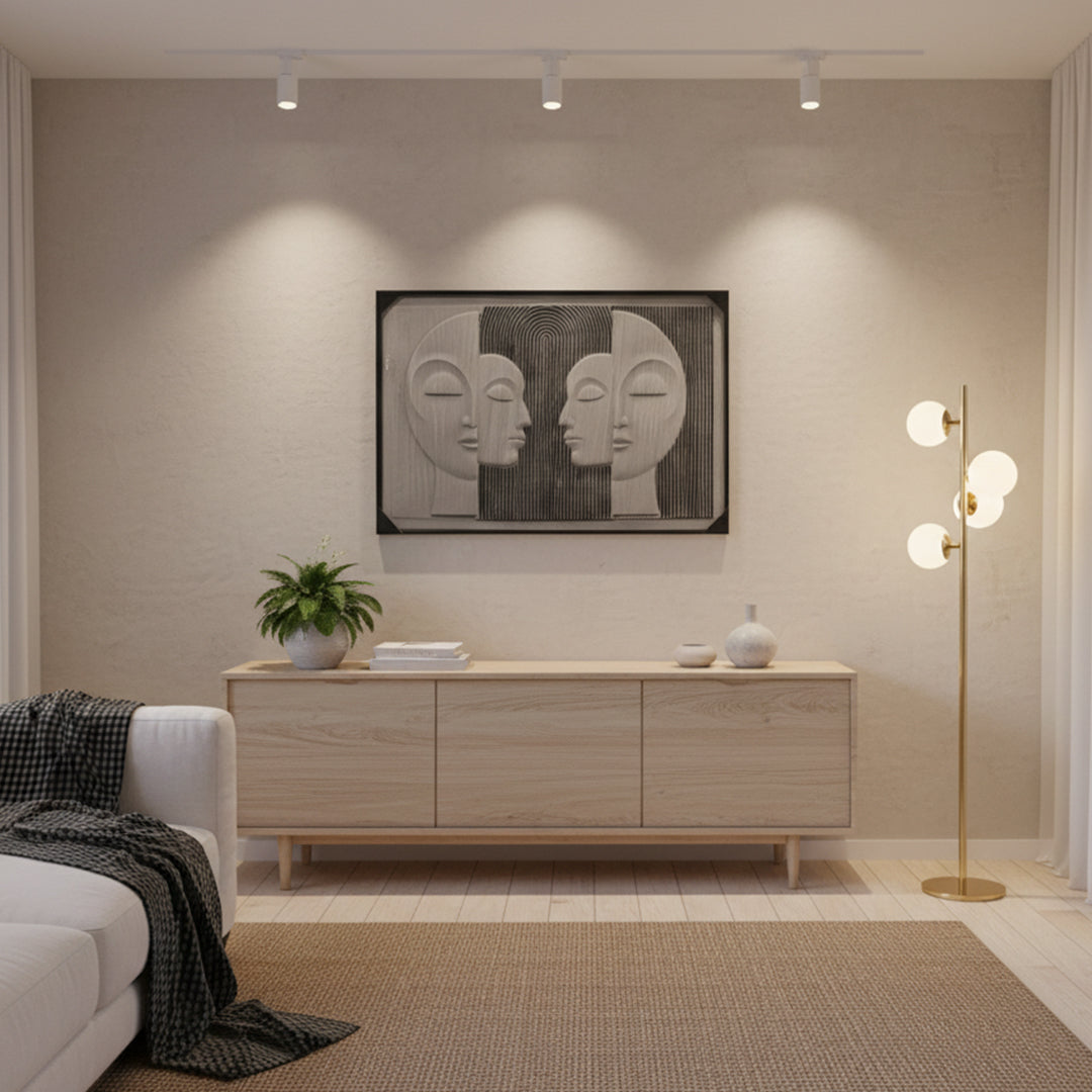 Black & White Geometric Faces Wall Frame IDC121-A41