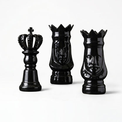 Luxury Black Chess King & Queen Sculptures  IDC71-A213