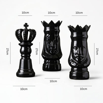 Luxury Black Chess King & Queen Sculptures  IDC71-A213