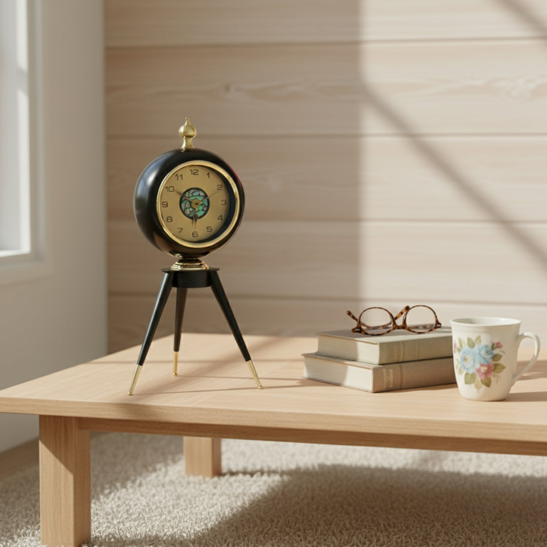 Modern Tripod Table Clock - Black IDC214-A27