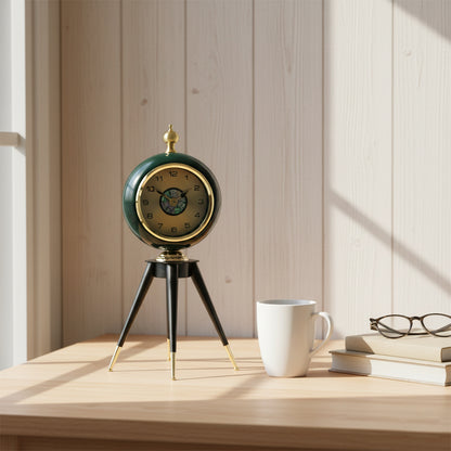 Modern Tripod Table Clock - Deep Emerald Green IDC214-A28