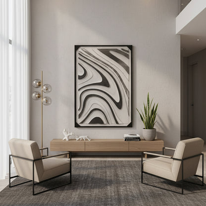 Monochrome Flowing Abstract Wall Frame IDC121-A44