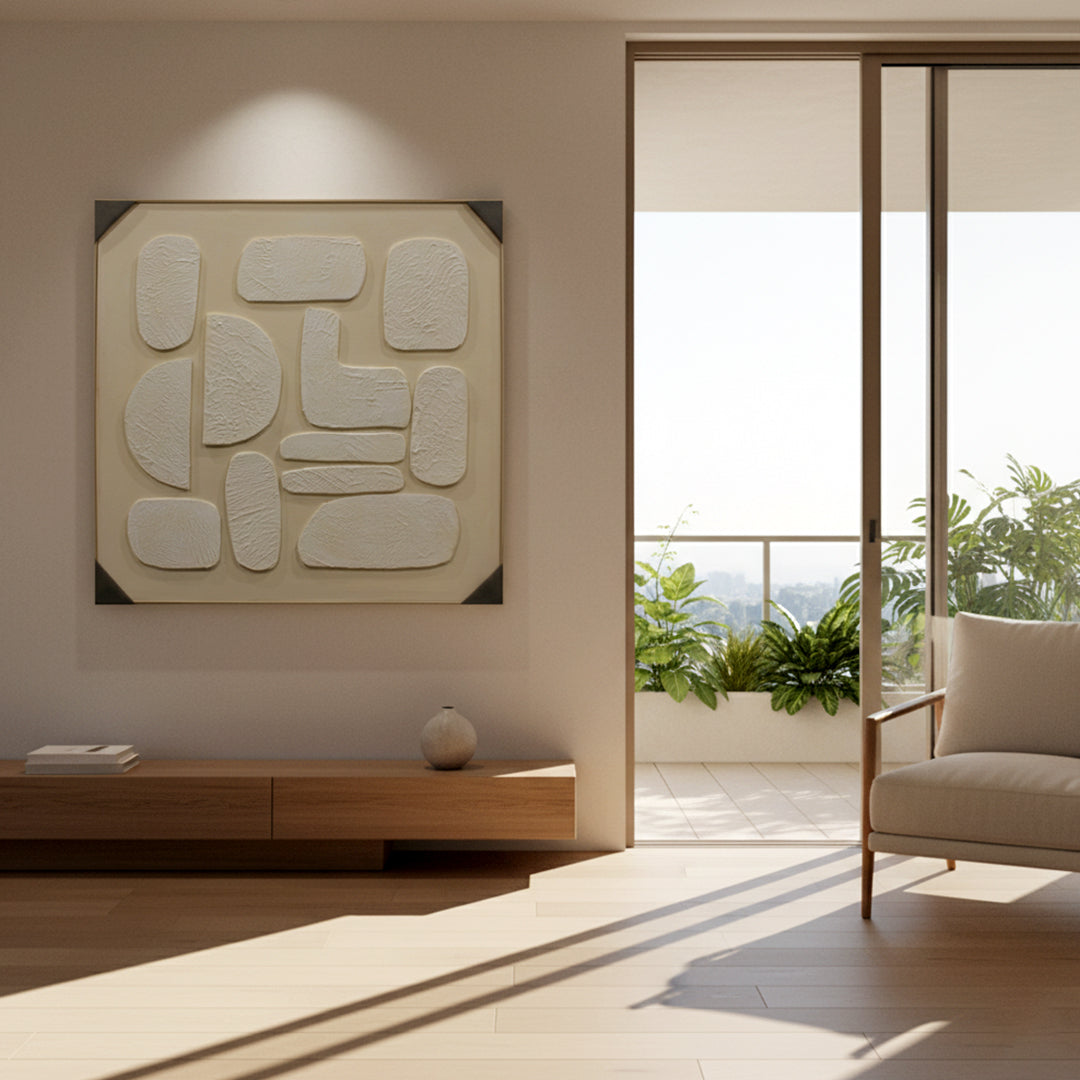 Organic Textured Pebble Abstract Wall Frame IDC58-A12
