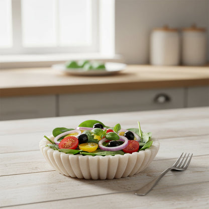 Pleated White Ceramic Platter Centerpiece IDC232-A5