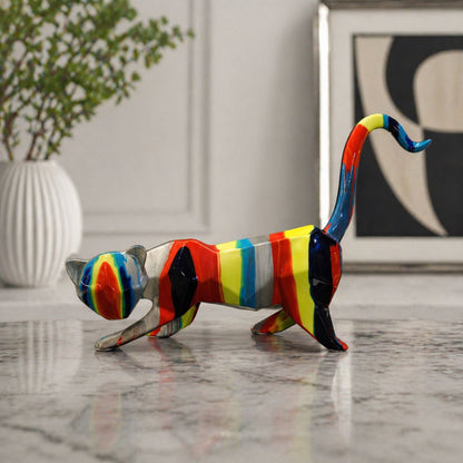 Multicolor Cat Sculpture Showpiece IDC71-A227