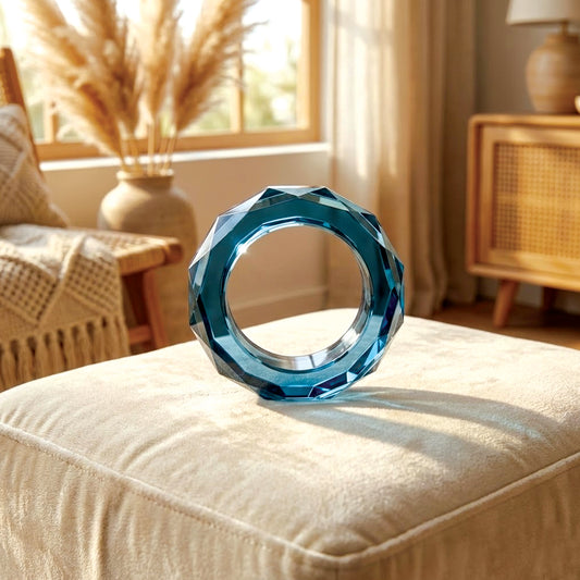 Teal Blue Crystal Ring Showpiece IDC136-A31