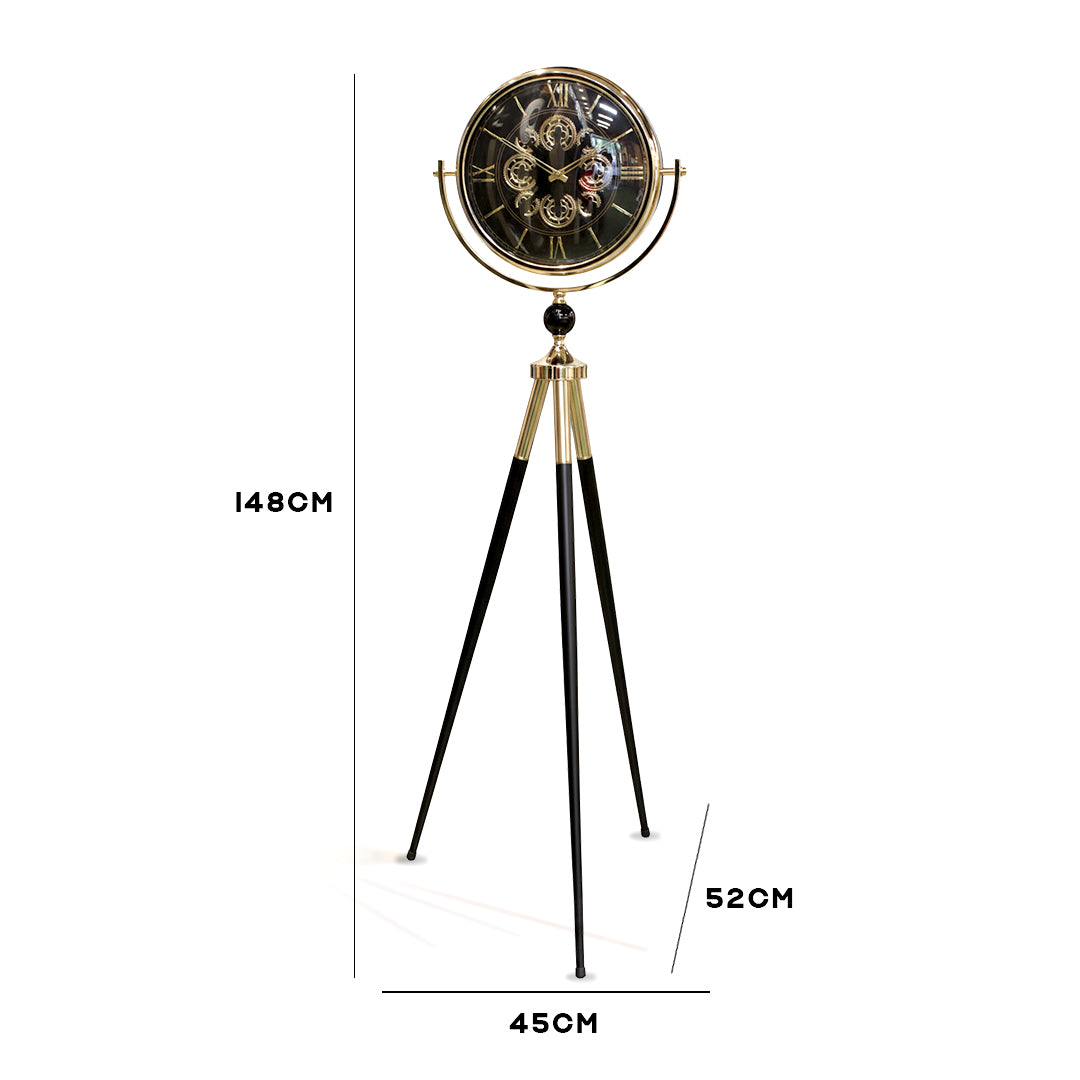 Vintage Style Tripod Floor Clock - Black IDC214-A33