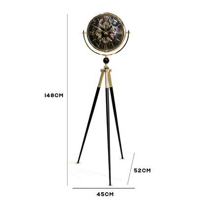 Vintage Style Tripod Floor Clock - Black IDC214-A33