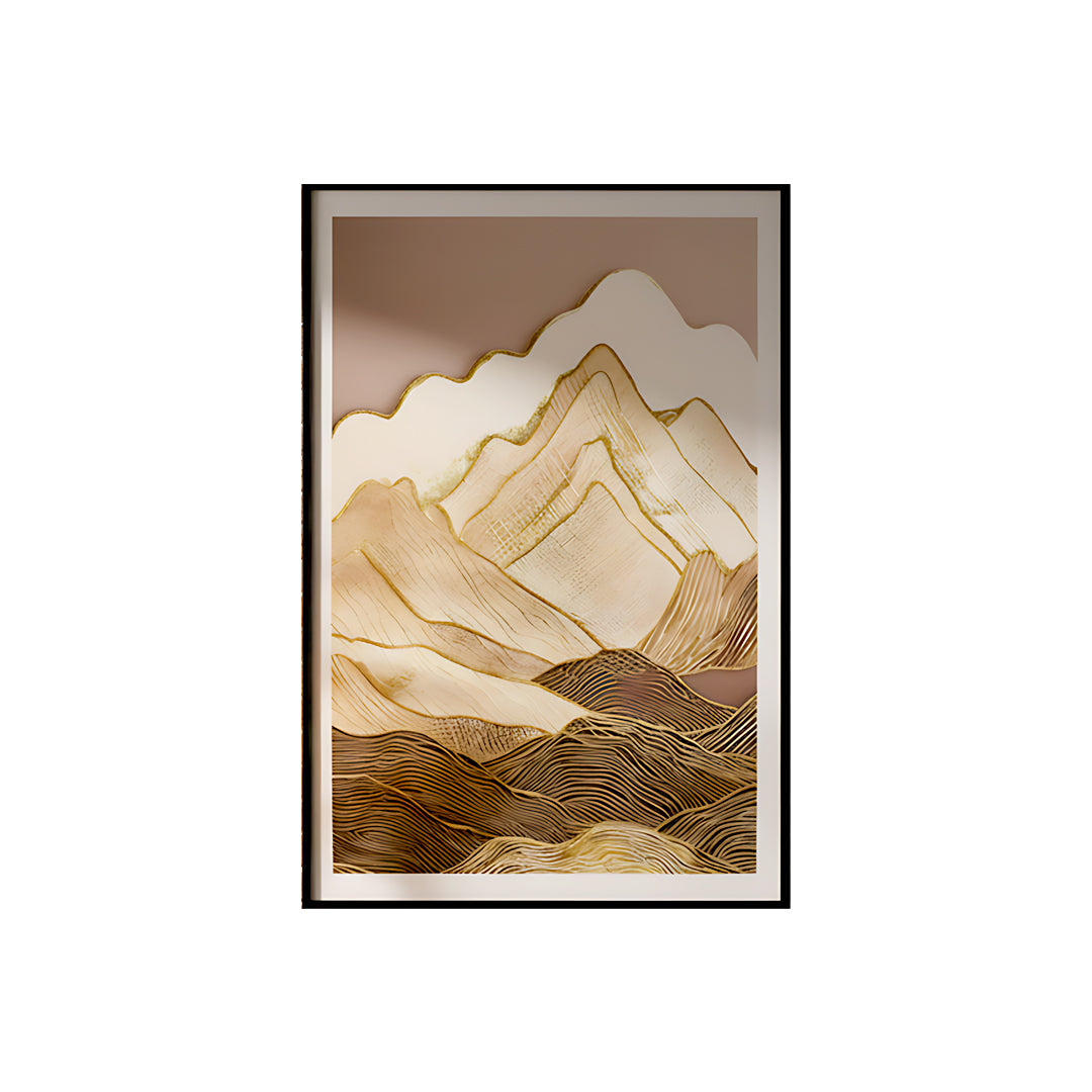 Golden Mountai n Layers Abstract Wall Art IDC62-A81