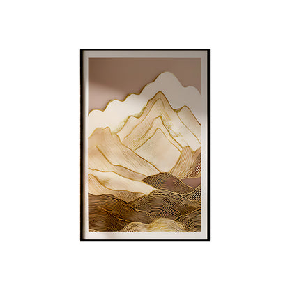 Golden Mountai n Layers Abstract Wall Art IDC62-A81
