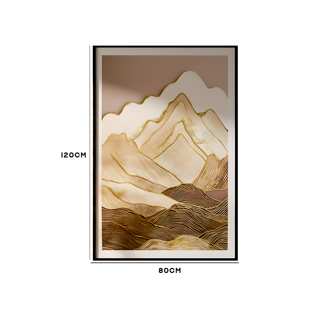 Golden Mountai n Layers Abstract Wall Art IDC62-A81