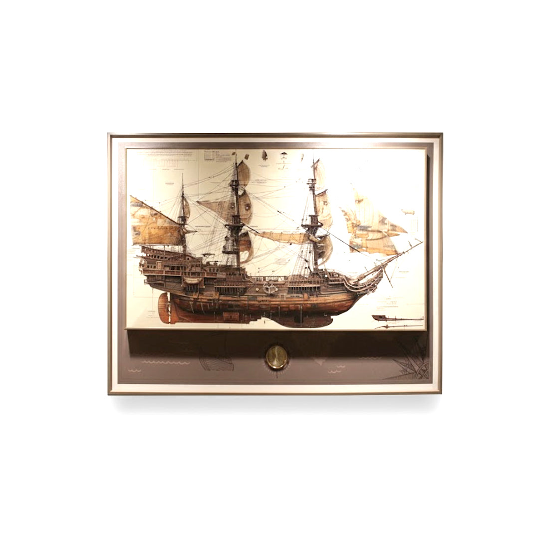 Vintage Explorer Ship Wall Art Frame IDC211-A9