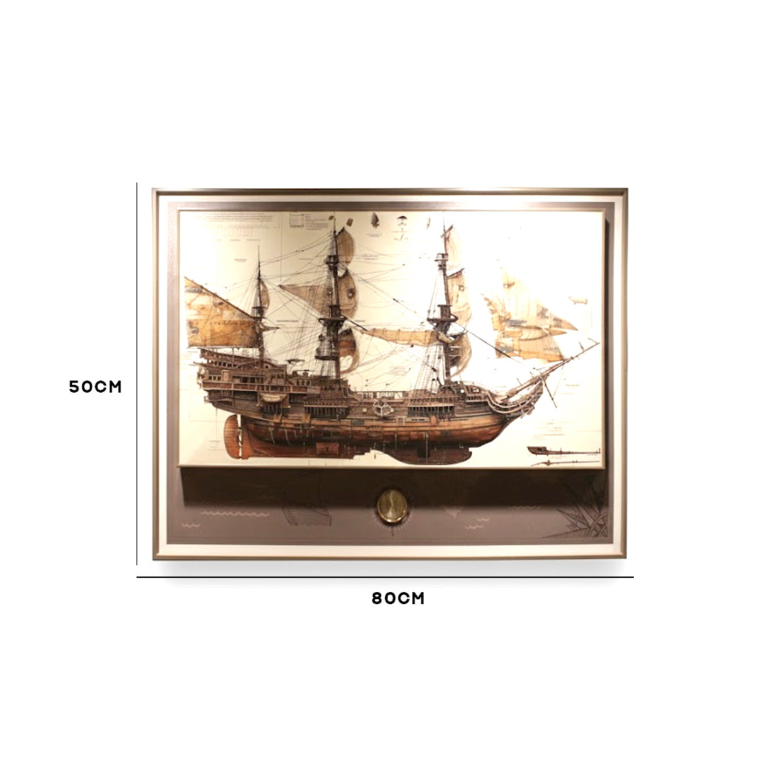 Vintage Explorer Ship Wall Art Frame IDC211-A9